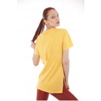 569 sadə boğazı üçbucaq sarı t-shirt
