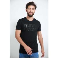 Believe In Yourself Basqılı Qara T-Shirt
