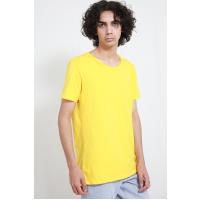 Boğazı Kəsikli Yumru Sarı T-Shirt