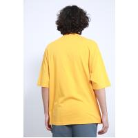4786 böyük bədən üç düyməli sarı t-shirt 