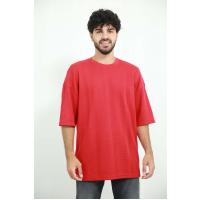 6344 böyük bədən waffle qırmızı t-shirt