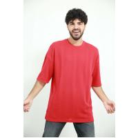 6344 böyük bədən waffle qırmızı t-shirt