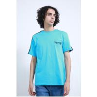 4794 çiyinləri ağ qara zolaqlı mavi t-shirt