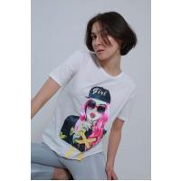 eynəkli qız şəkilli girl yazılı ağ t-shirt 1993