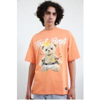 4611 fast bears basqılı narıncı t-shirt