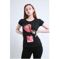 ı love red yazılı qara t-shirt 2059