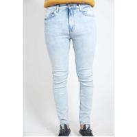 parlaq qızılı düyməli mavi jeans şalvar 4553