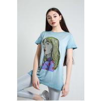 qız basqılı göy t-shirt 1695