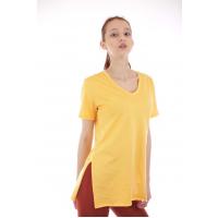 sadə boğazı üçbucaq sarı t-shirt 569