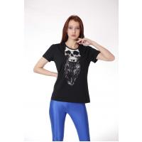 709 sakkallı skelet başı qara t-shirt