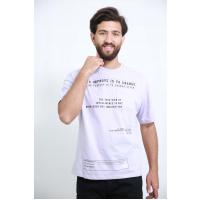 6451 sinəsi cibli qara yazılı lila t-shirt