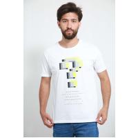 sual işarəli ağ t-shirt 6308