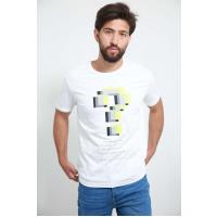 sual işarəli ağ t-shirt 6308
