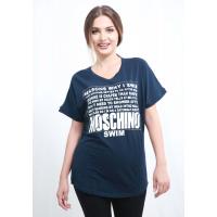 üstü moschıno yazılı lacivərt t-shirt 6136