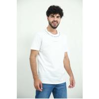 6364 qara yazılı ağ t-shirt