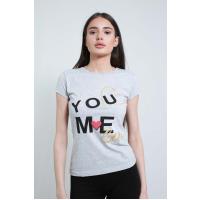 you love me yazılı boz t-shirt 2095