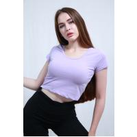 yumru yaxa beli qısa lila t-shirt 5507